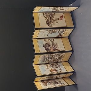 VINTAGE handpainted miniature 8-panel folding screen